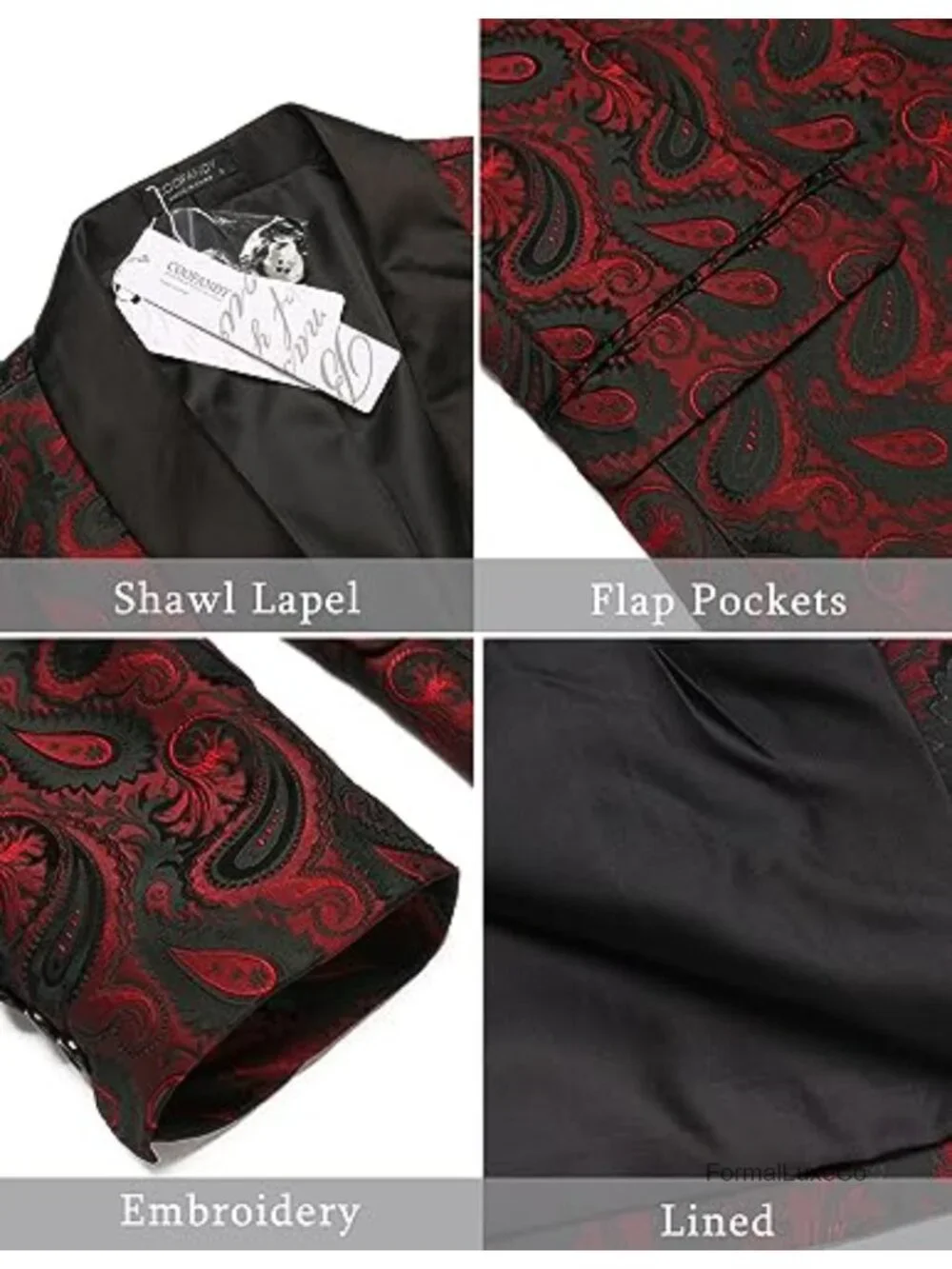Men's Floral Tuxedo Jacket Paisley Shawl Lapel Suit Blazer for Prom Wedding